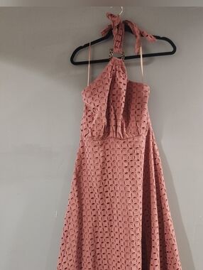 NWT Asos Maxi Summer Dress Pink Halter Top Full Skirt Size 6